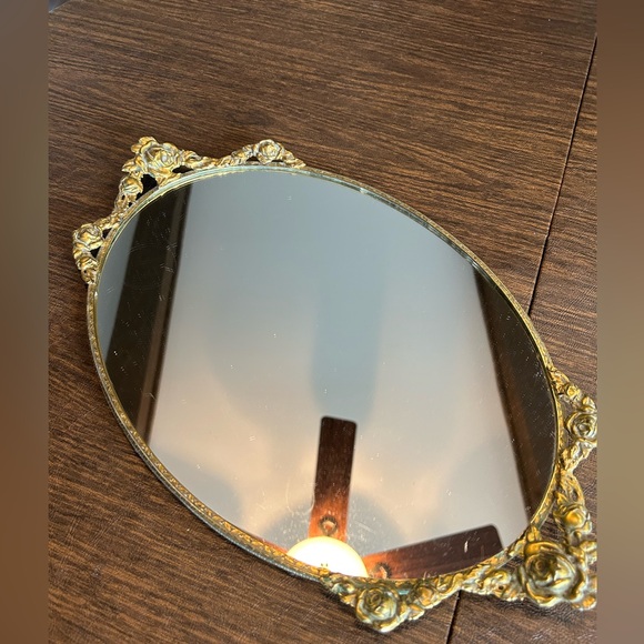 Vintage gold tone Mirror Vanity Tray - Picture 2 of 7